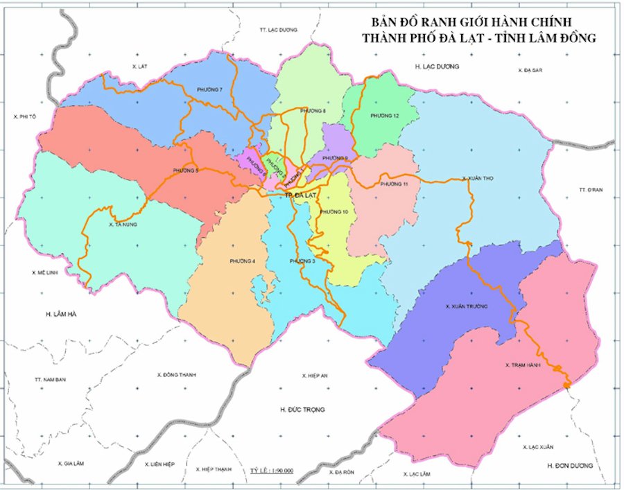 Địa giới hành chính Phường 1 - Trung tâm thành phố Đà Lạt