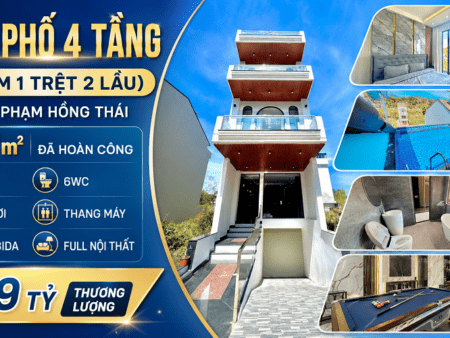 Nhà Phố 4 Tầng KQH Phạm Hồng Thái Đà Lạt 87,7m² 5PN - 16.9 Tỷ