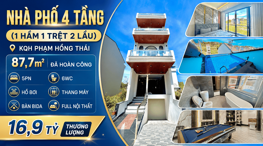 Nhà Phố 4 Tầng KQH Phạm Hồng Thái Đà Lạt 87,7m² 5PN - 16.9 Tỷ Nhà Phố 4 Tầng KQH Phạm Hồng Thái Đà Lạt 87,7m² 5PN - 16.9 Tỷ