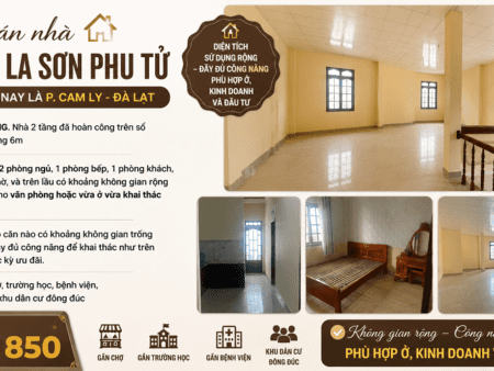 Nhà 2 tầng La Sơn Phu Tử P.Cam Ly Đà Lạt - 90m2 hoàn công
