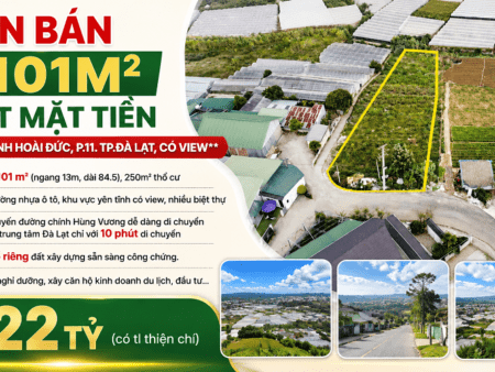 Bán 1101m2 đất mặt tiền Trịnh Hoài Đức, Phường 11, Đà Lạt – View đẹp, giá tốt