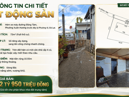 Nhà Cấp 4 Hẻm Xe Máy Đồng Tâm Phường 4 Đà Lạt - 73m2 - 2tỷ 950