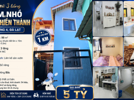 NHÀ 3 tầng hẻm nhỏ Thiên Thành P4 Đà Lạt - 64m2 - 5PN - 5 Tỷ