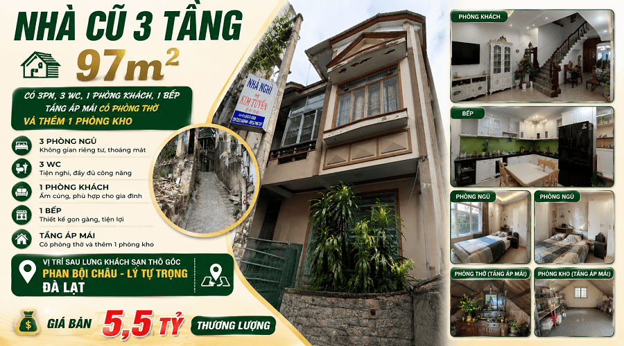 Nhà trung tâm 3 Tầng 97m² Góc Phan Bội Châu – Lý Tự Trọng Đà Lạt – 5.5 Tỷ Nhà trung tâm 3 Tầng 97m² Góc Phan Bội Châu – Lý Tự Trọng Đà Lạt – 5.5 Tỷ