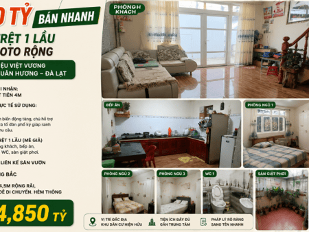 Nhà 2 tầng Hẻm Ô Tô Đường Triệu Việt Vương Đà Lạt 53.2m² – 4.85 Tỷ