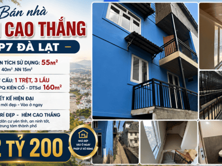 Nhà 4 tầng Hẻm Cao Thắng Phường 7 Đà Lạt Kiên Cố - 2.2 Tỷ XD phân quyền