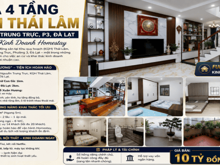 Nhà 4 tầng KQH Thái Lâm P3 Đà Lạt – 93.1m2 đã hoàn công - 10 tỷ
