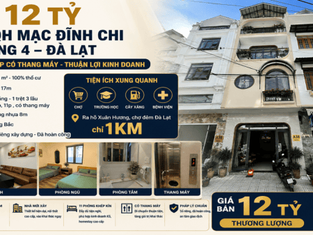 Khách sạn 4 tầng mới tinh KQH Mạc Đỉnh Chi P4 Đà Lạt - 68m² - 11PN - 12 Tỷ