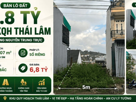 Lô Đất Đẹp Tại KQH Thái Lâm Nguyễn Trung Trực P4 Đà Lạt - 102.07m² - 6.8 tỷ