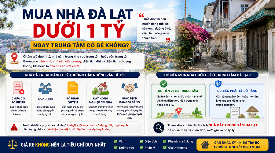 Mua nhà Đà Lạt dưới 1 tỷ ngay trung tâm có dễ không?