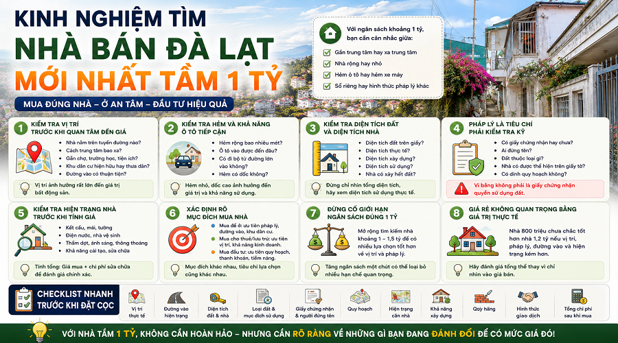 Kinh nghiệm tìm nhà bán Đà Lạt mới nhất tầm 1 tỷ