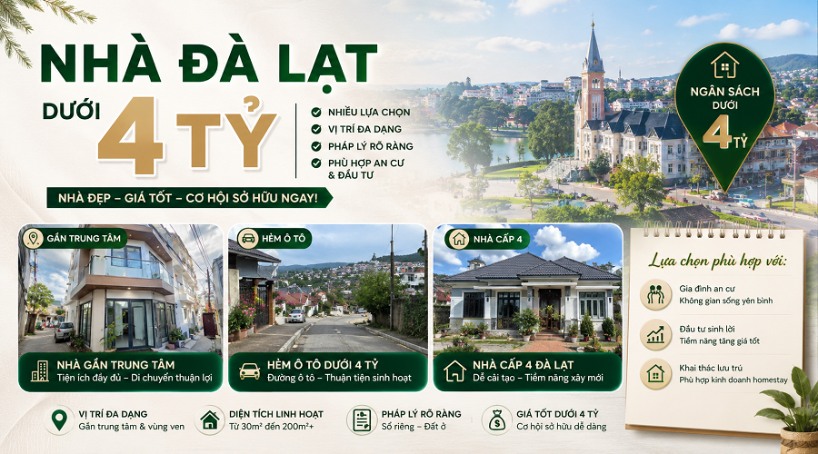 Nhà Đà Lạt dưới 4 tỷ có những lựa chọn nào?