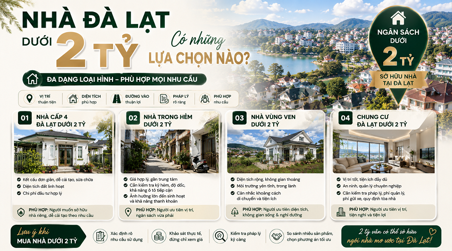 Nhà Đà Lạt dưới 2 tỷ có những lựa chọn nào?