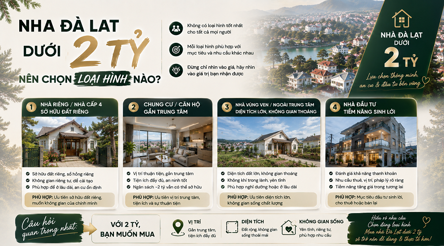Nhà Đà Lạt dưới 2 tỷ nên chọn loại hình nào?