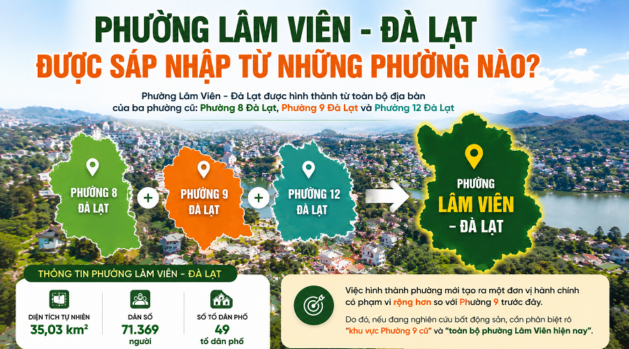 Phường Lâm Viên - Đà Lạt được sáp nhập từ những phường nào?