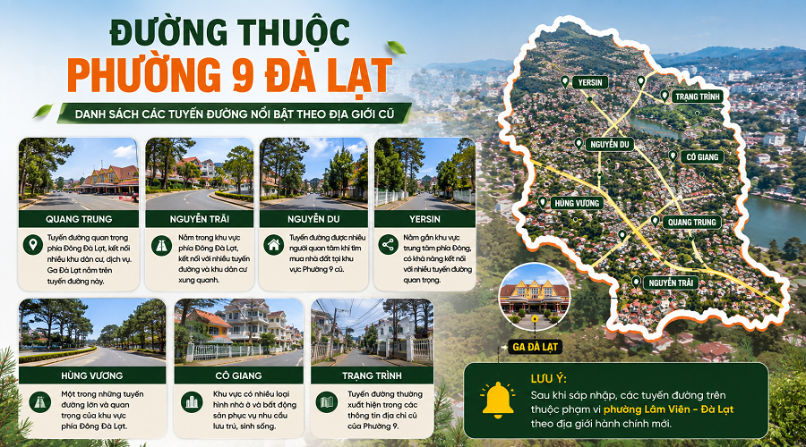 Đường thuộc Phường 9 Đà Lạt gồm những đường nào?