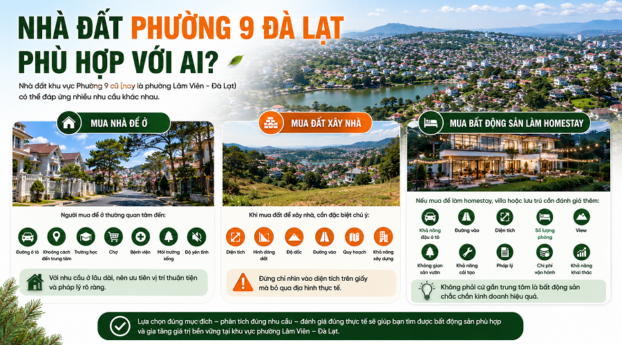 Nhà đất Phường 9 Đà Lạt phù hợp với ai?